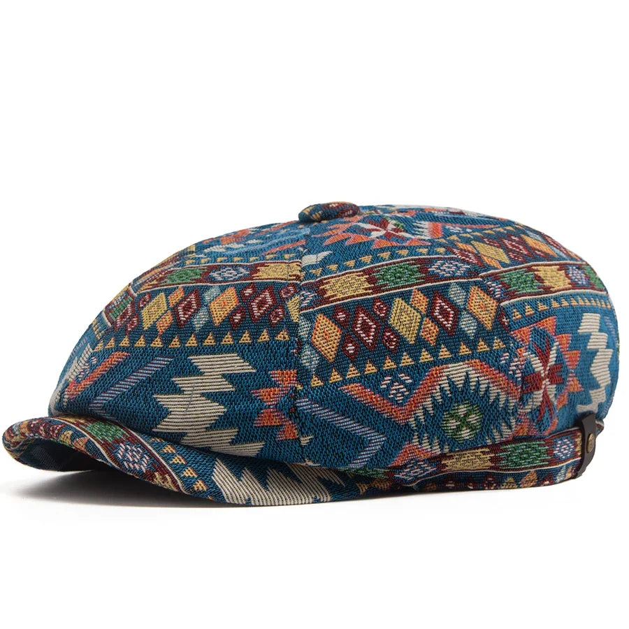 Aztec Bohemian Geometric Newsboy Cap