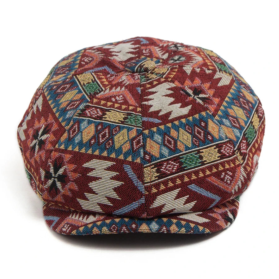 Aztec Bohemian Geometric Newsboy Cap