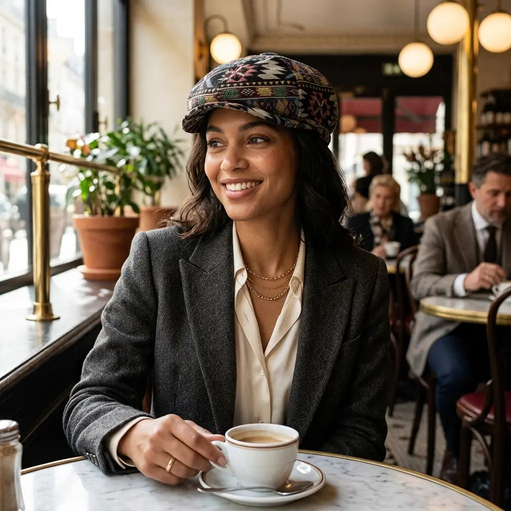 Aztec Bohemian Geometric Newsboy Cap