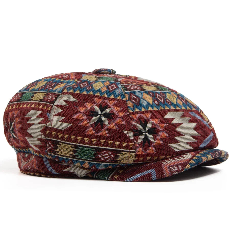 Aztec Bohemian Geometric Newsboy Cap