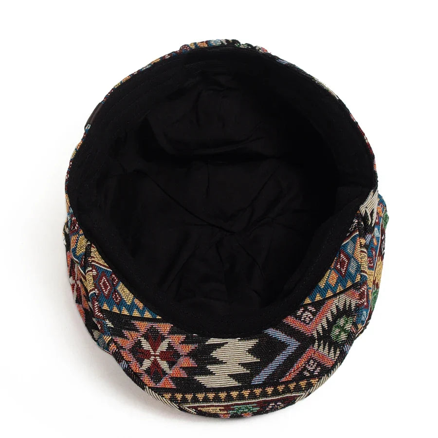 Aztec Bohemian Geometric Newsboy Cap