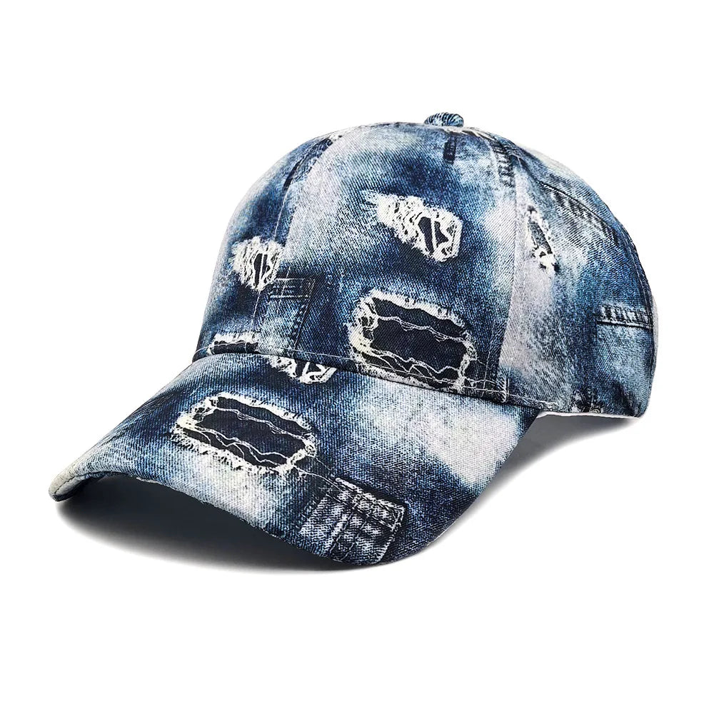 BQM Vintage Patchwork Denim Baseball Cap
