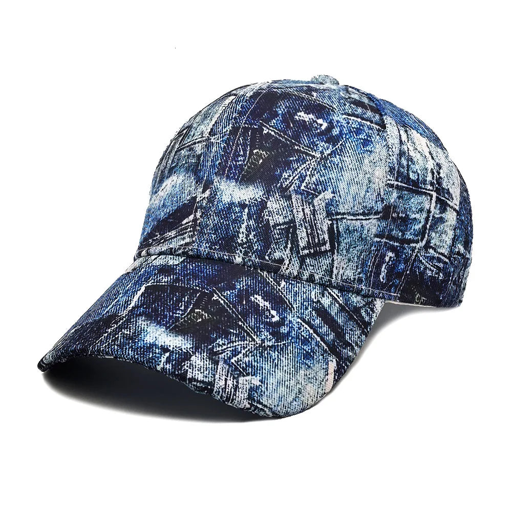 BQM Vintage Patchwork Denim Baseball Cap