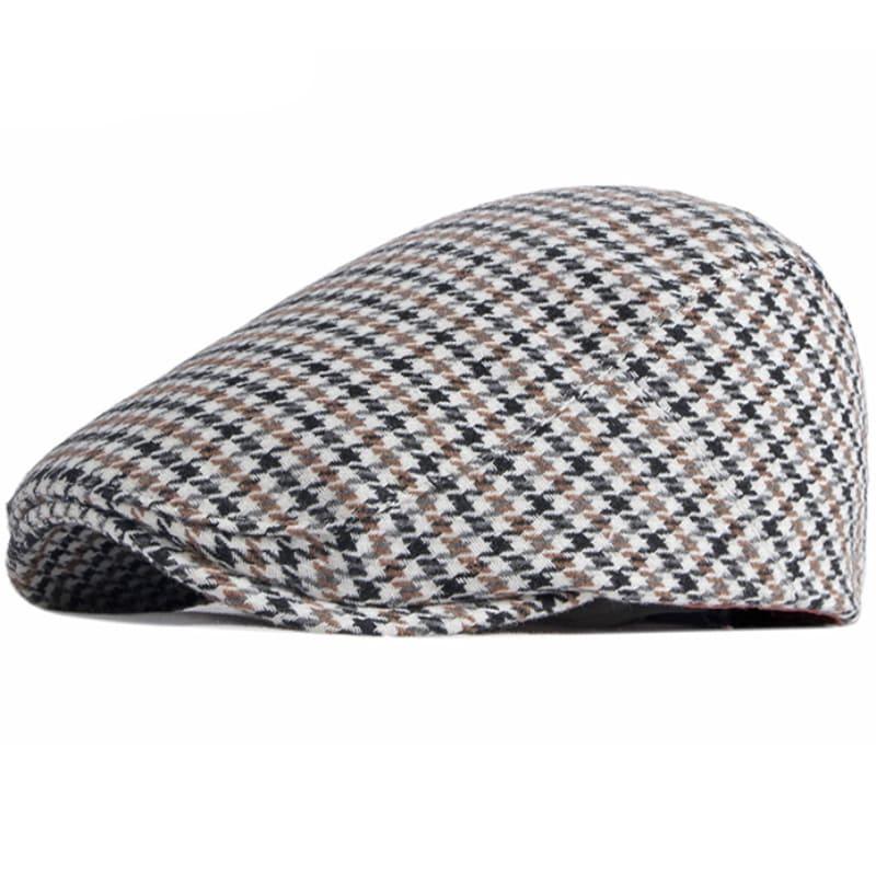 B&T Plaid Houndstooth Flat Cap