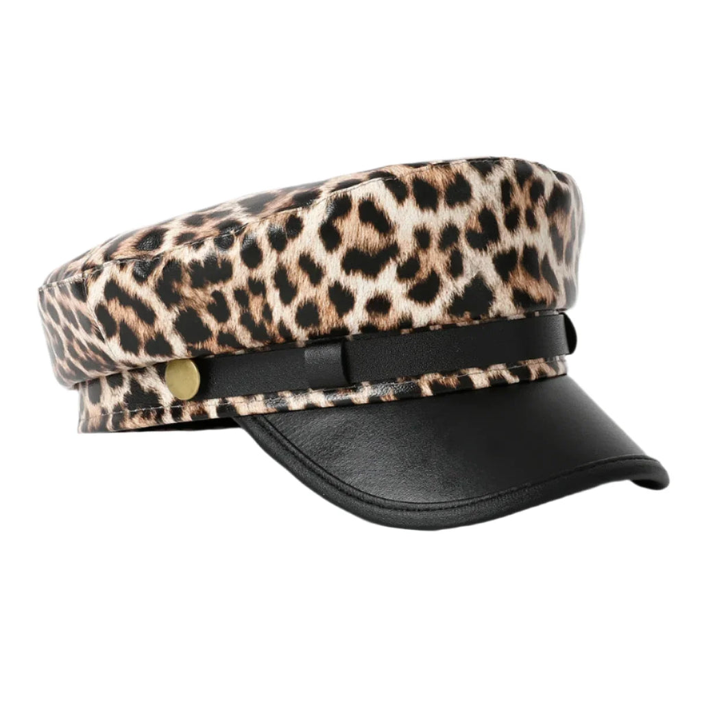 Balfour Leopard Leather Sailor Cap