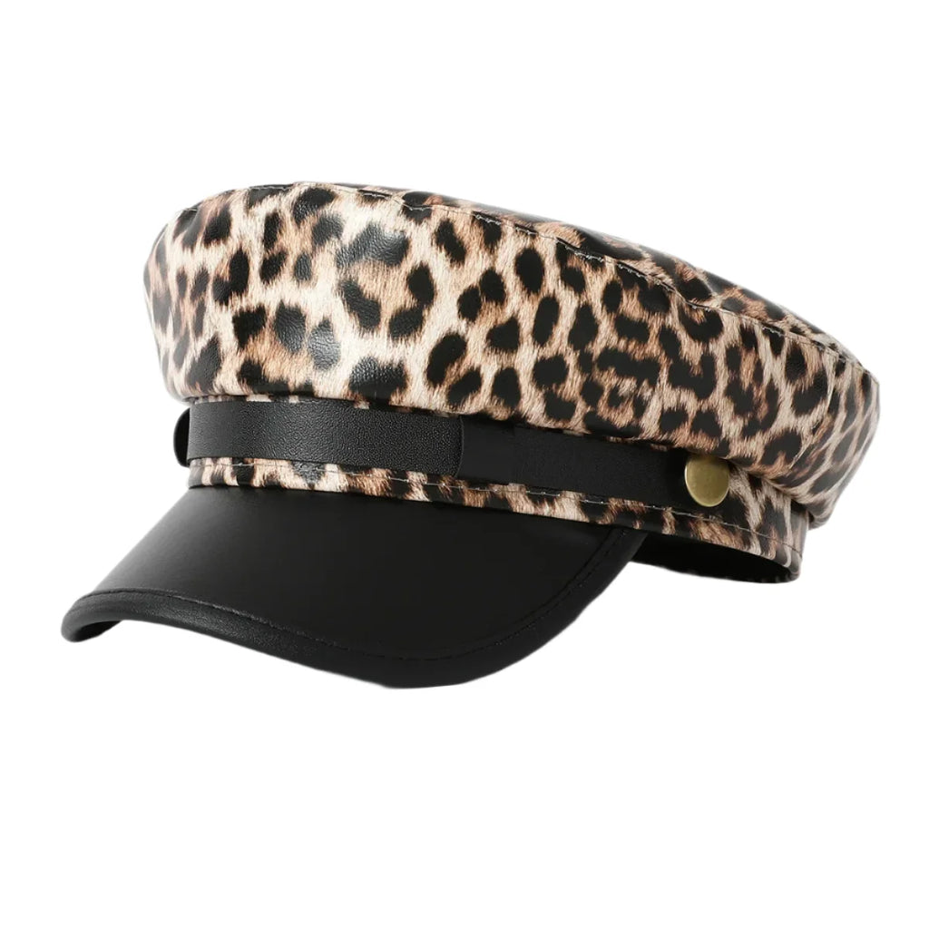Balfour Leopard Leather Sailor Cap
