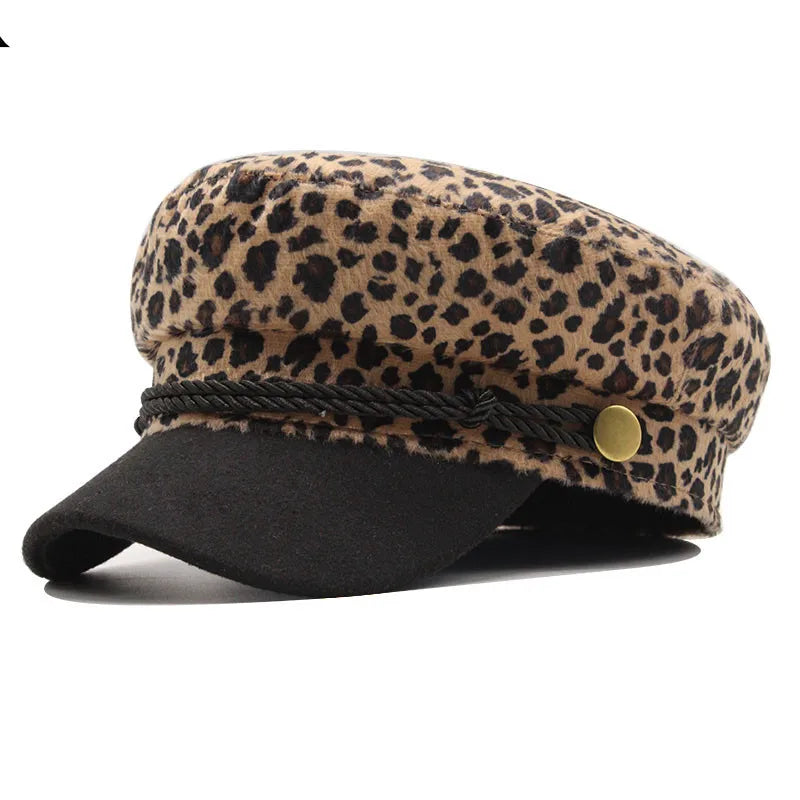 Balfour Leopard Leather Sailor Cap