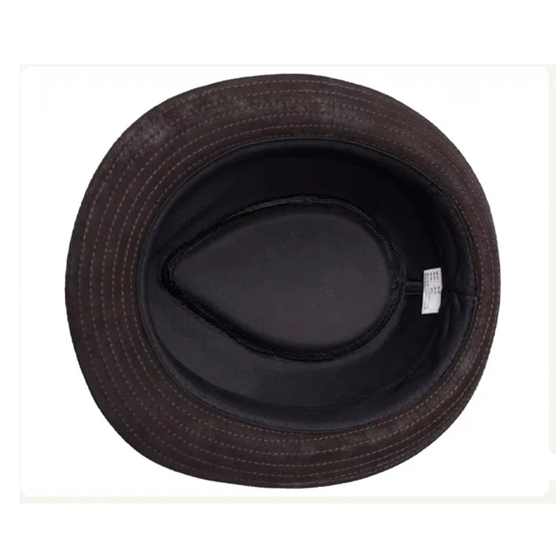 Belcastel Distressed Genuine Leather Trilby Hat
