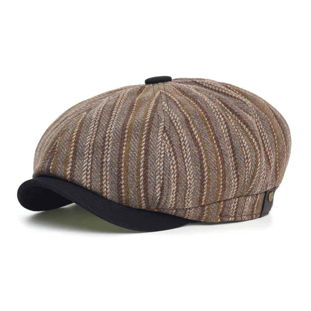 Belfast Striped Newsboy Cap