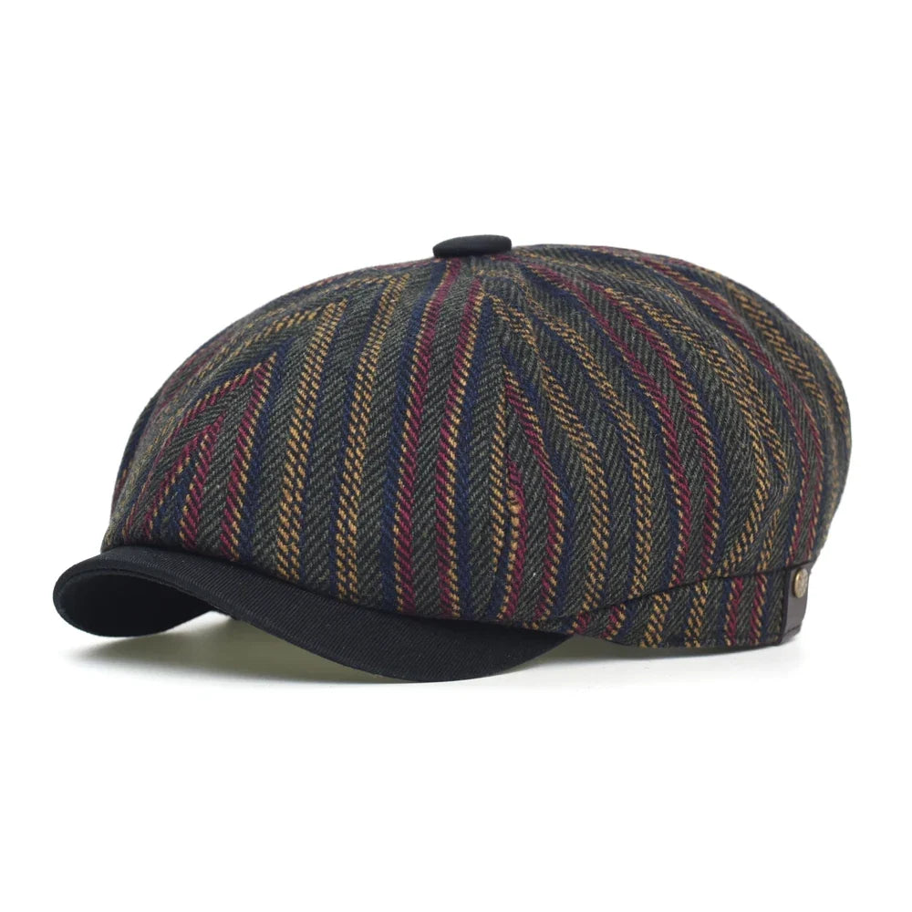 Belfast Striped Newsboy Cap