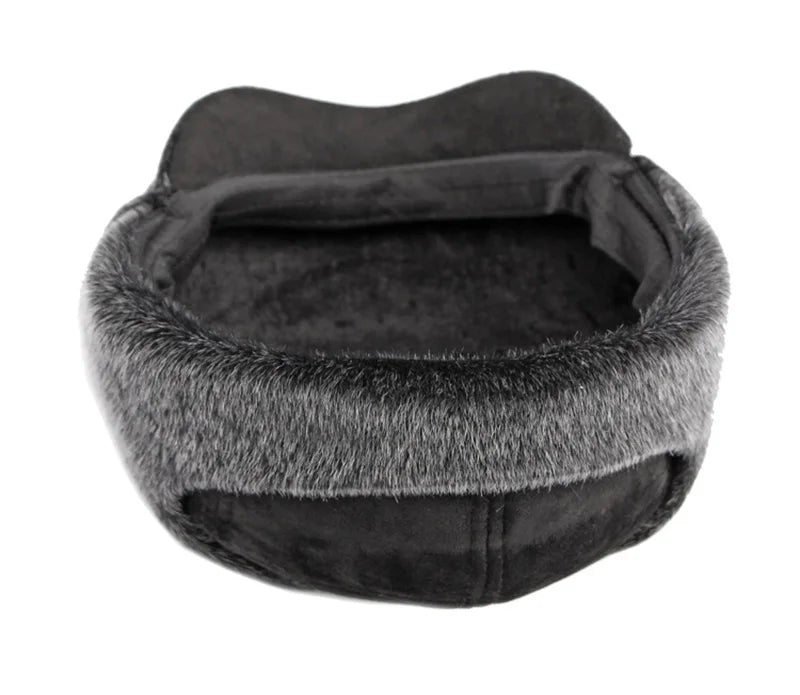 Belfast Winter Earflaps Black Fur Flat Cap