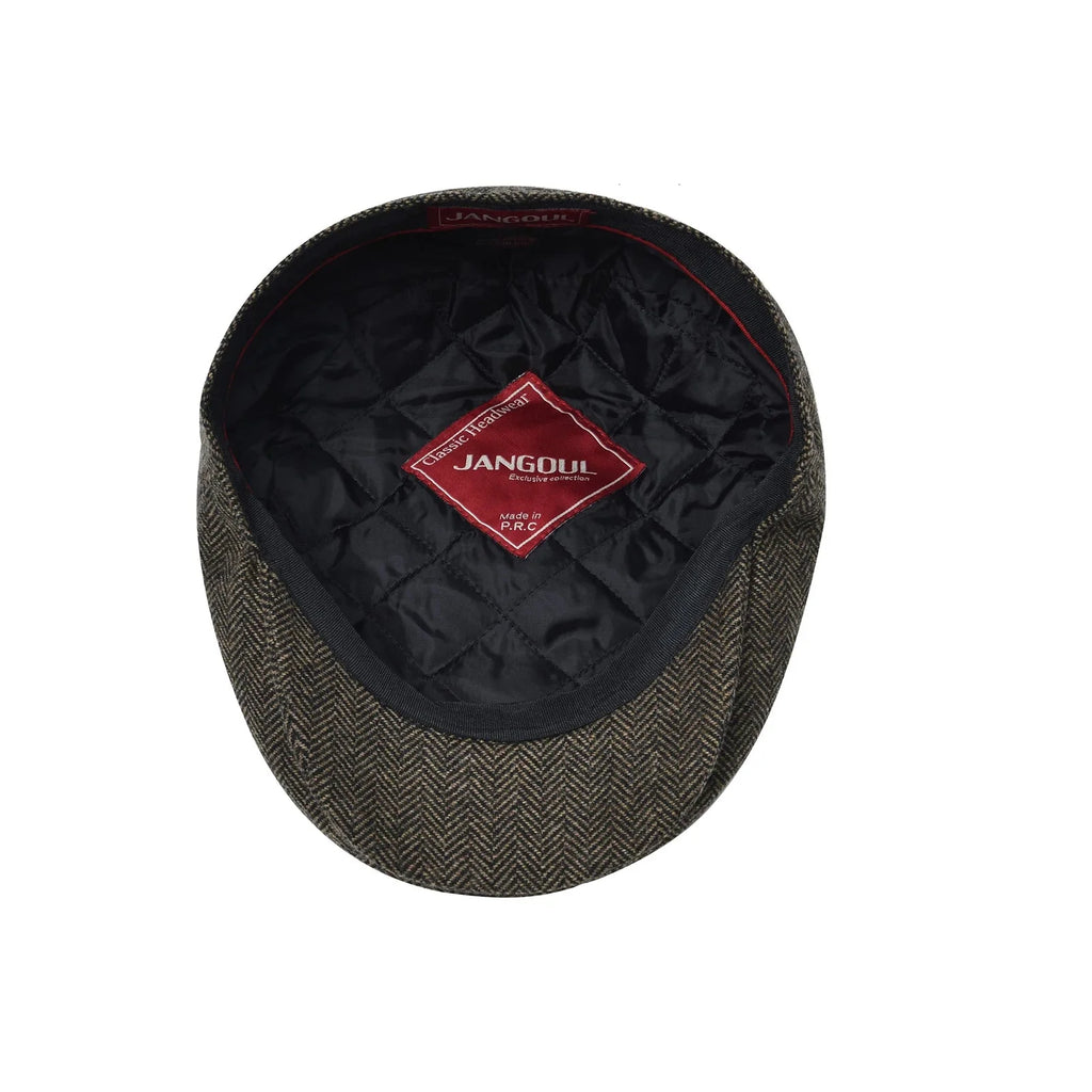 Bellamy Wool Herringbone Flat Cap