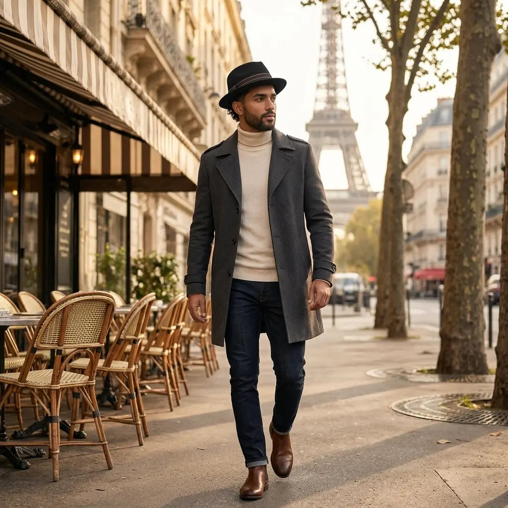 Benedetti Black Wool Porkpie Hat