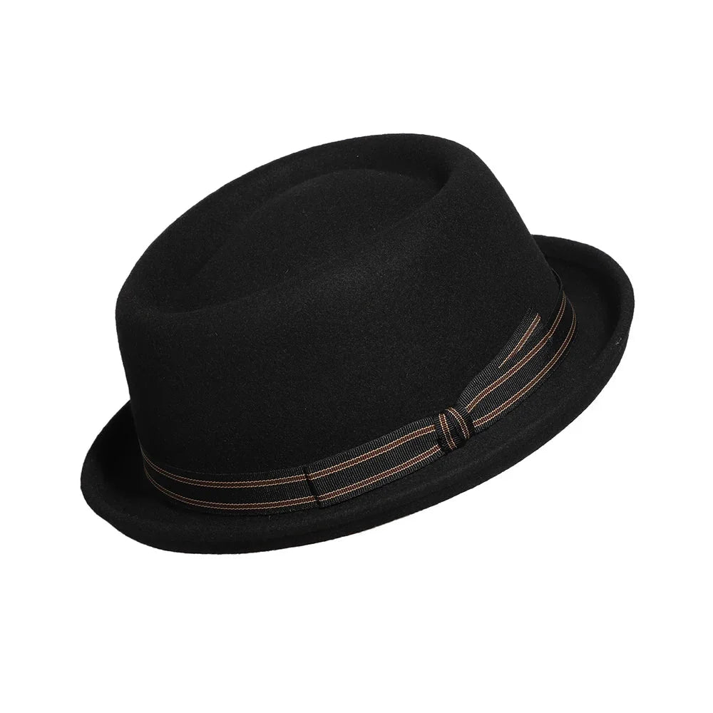 Benedetti Black Wool Porkpie Hat