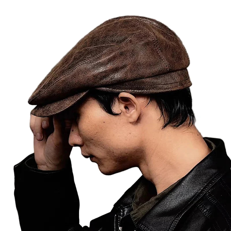 Bernadotte Genuine Leather Flat Cap