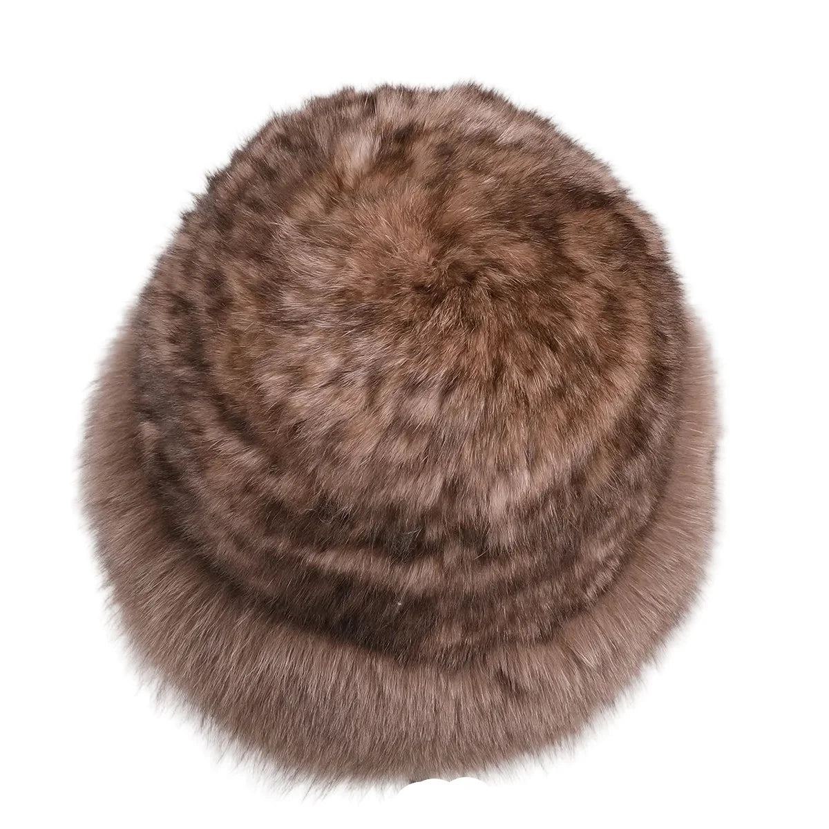 Bernadotte Woman Winter Natural Rabbit Fur Beanie Bucket Hat