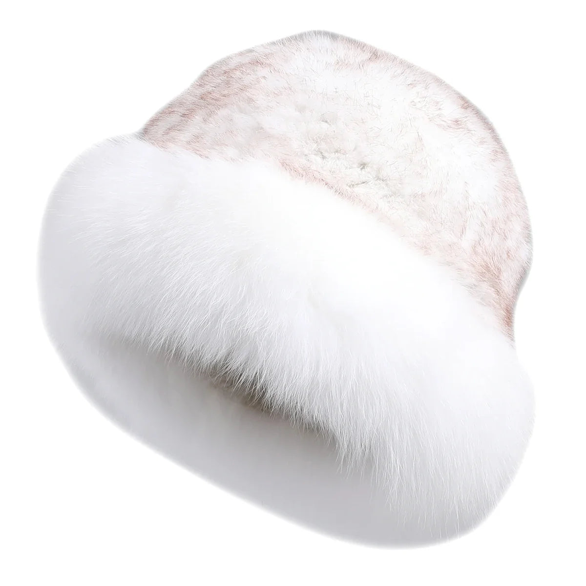 Bernadotte Woman Winter Natural Rabbit Fur Beanie Bucket Hat