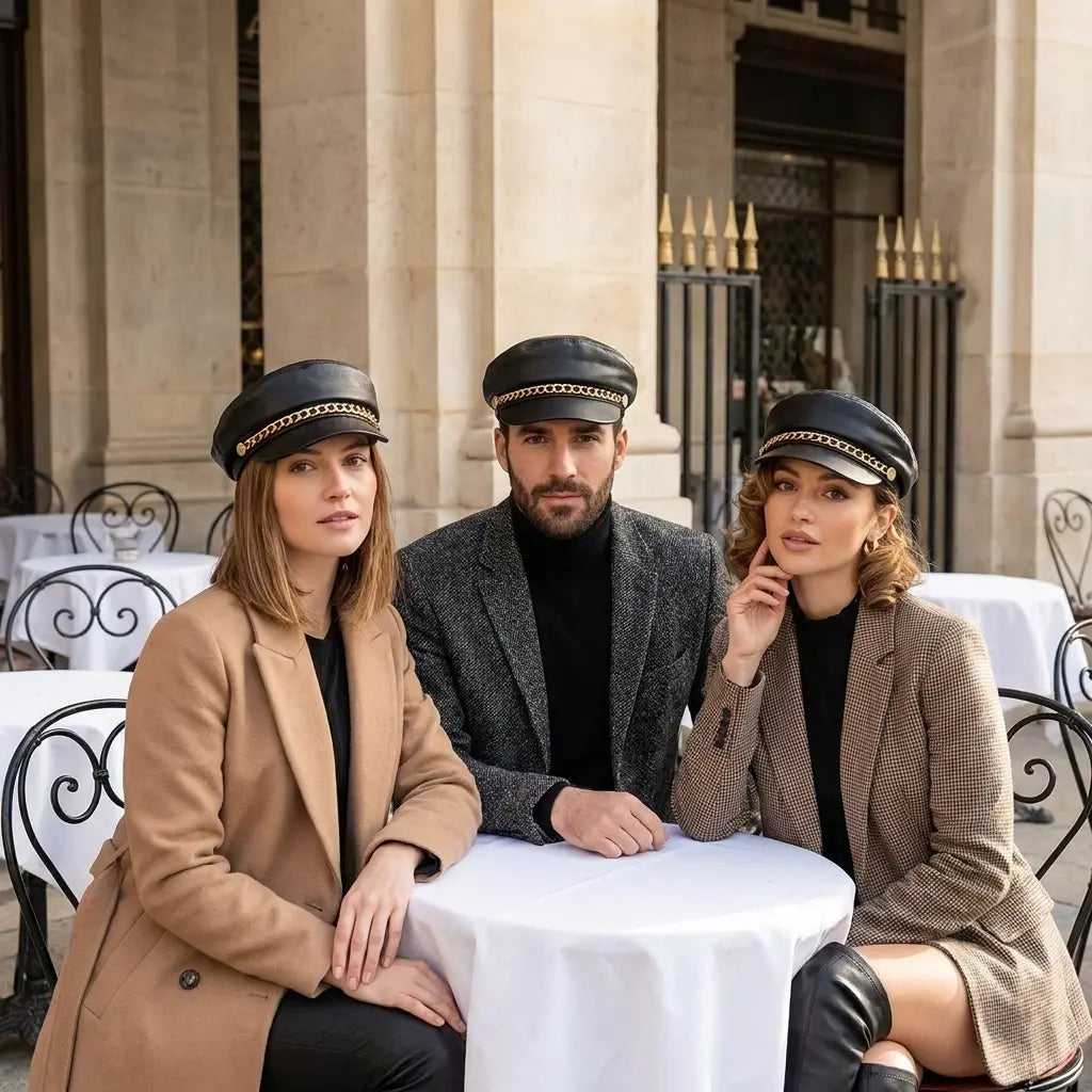 Billings Black Genuine Leather Sailor Cap