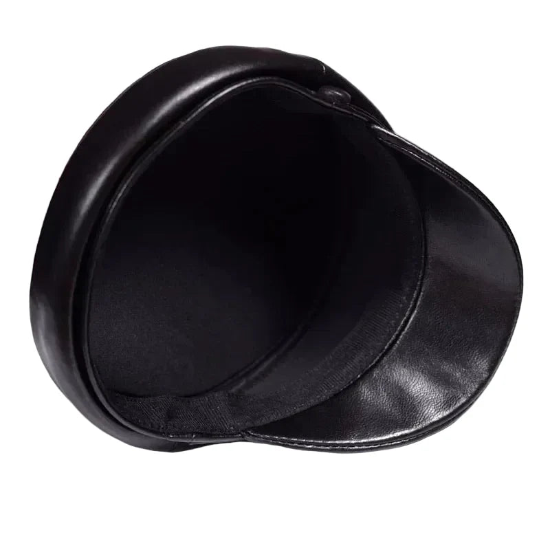 Billings Black Genuine Leather Sailor Cap