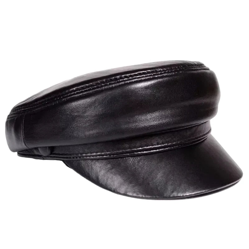 Billings Black Genuine Leather Sailor Cap