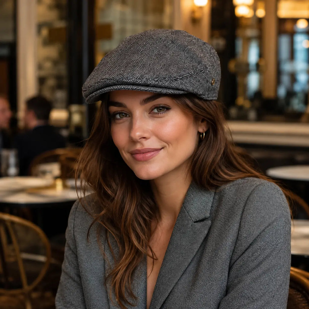 Birmingham Herringbone Wool Flat Cap
