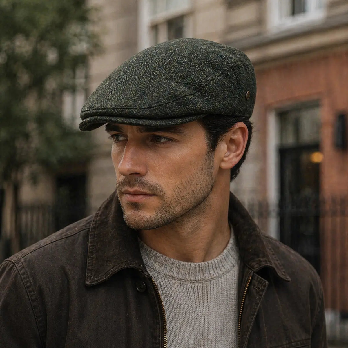 Birmingham Herringbone Wool Flat Cap