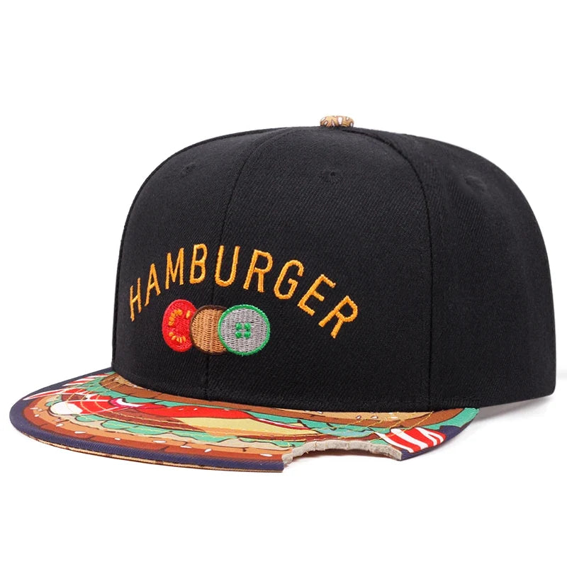 Bitten Hamburger Baseball Snapback Cap