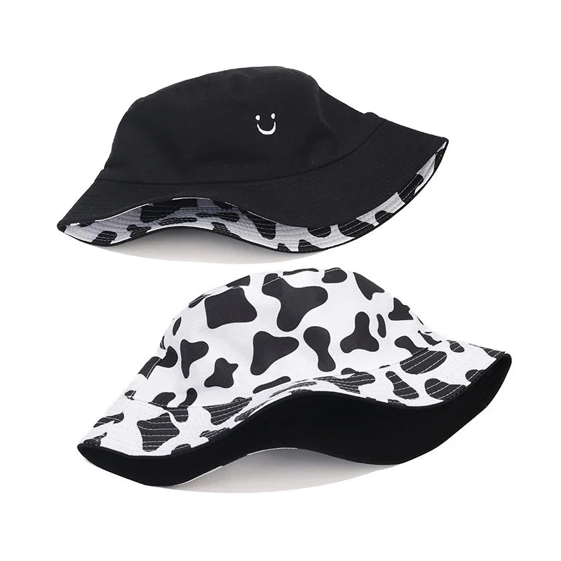Black & White Cow Print Reversible Bucket Hat