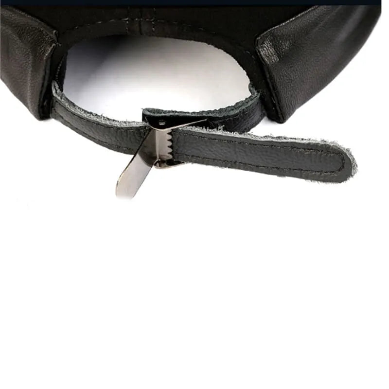 Black Suede Genuine Leather Docker Cap