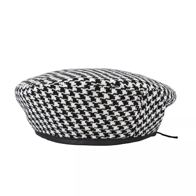 Black & White Houndstooth French Beret