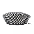 Black & White Houndstooth French Beret