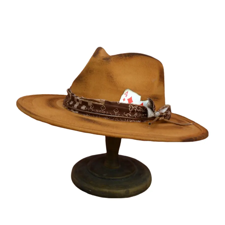 Blackjack Retro Handmade Burned Fedora Hat