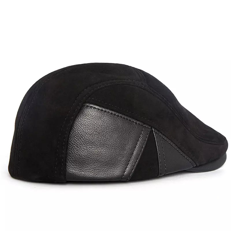 Blaine Black Genuine Leather Duckbill Cap