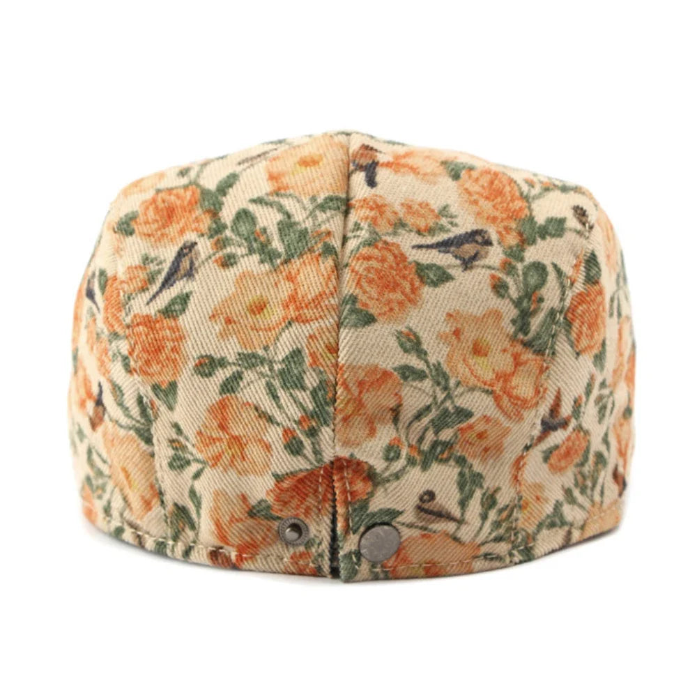 Blooming Daisies Orange Flat Cap