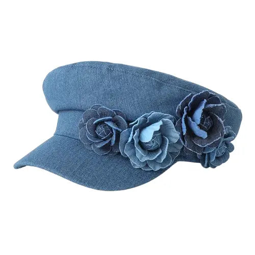 Blue Roses Denim Sailor Cap