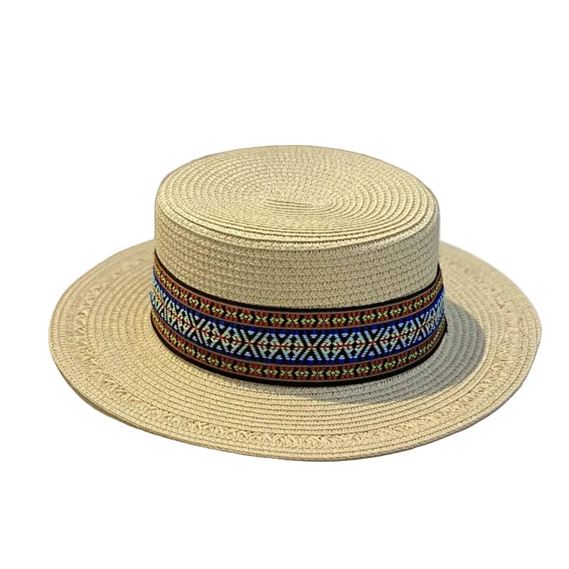 Bohemian Summer Straw Boater Hat