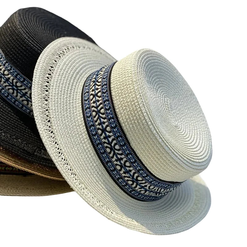 Bohemian Summer Straw Boater Hat