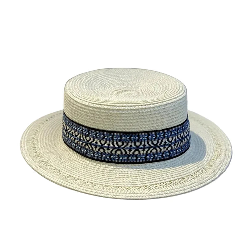 Bohemian Summer Straw Boater Hat