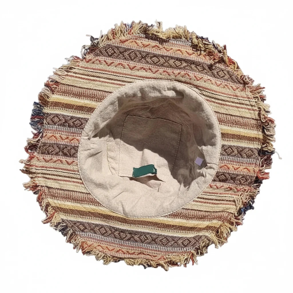 Boho Hippie Multicolor Patchwork Cotton Bucket Hat