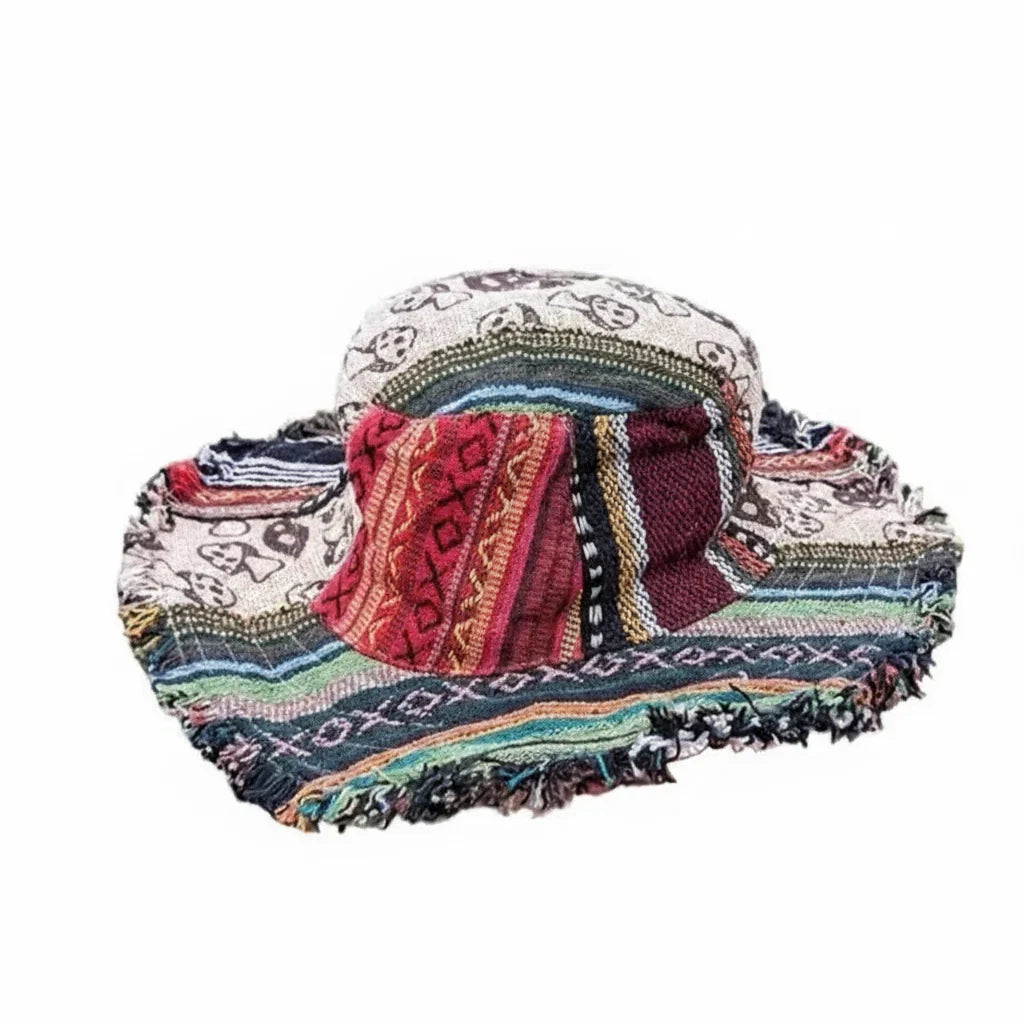 Boho Hippie Multicolor Patchwork Cotton Bucket Hat