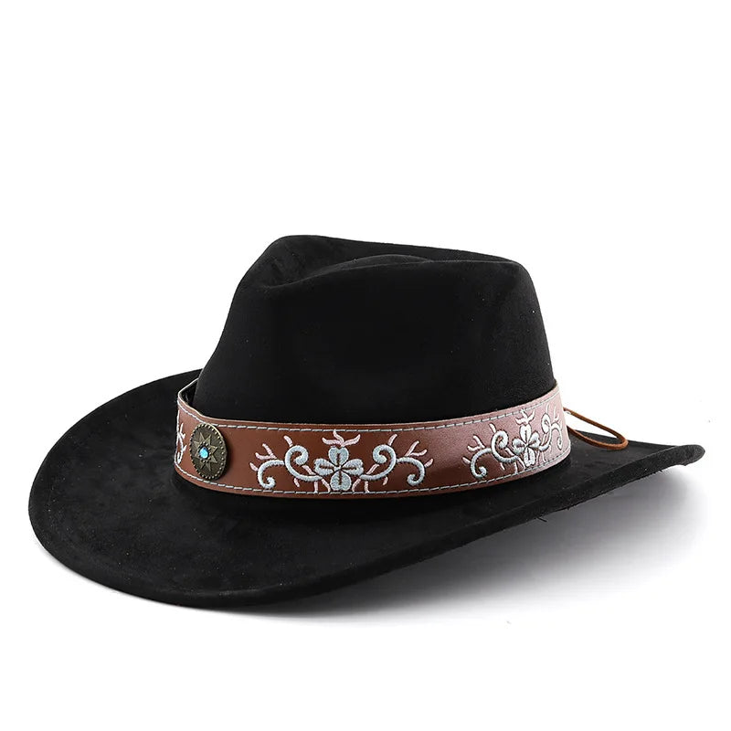 Boho Suede Western Cowboy Hat