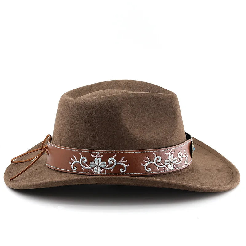 Boho Suede Western Cowboy Hat