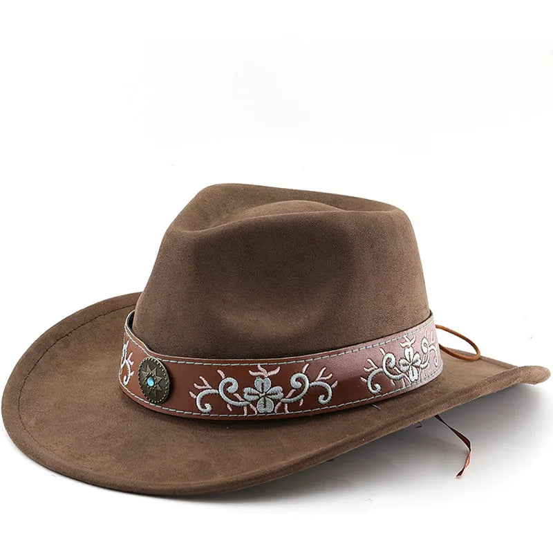 Boho Suede Western Cowboy Hat