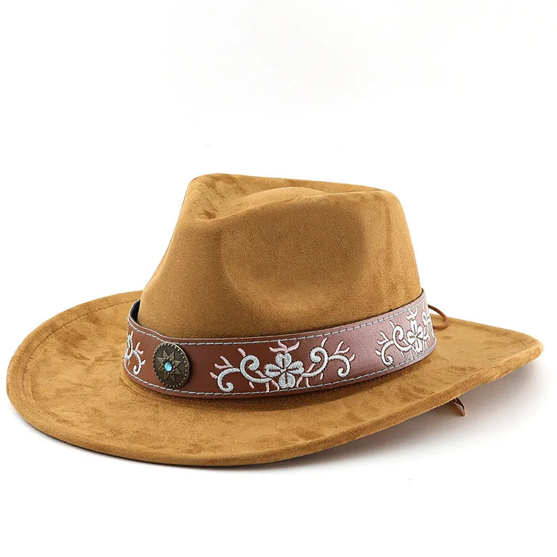 Boho Suede Western Cowboy Hat