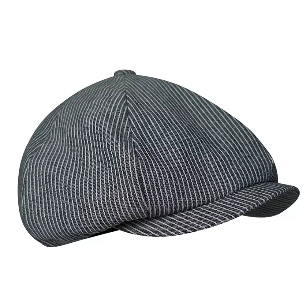 Bonham Striped Linen Newsboy Cap