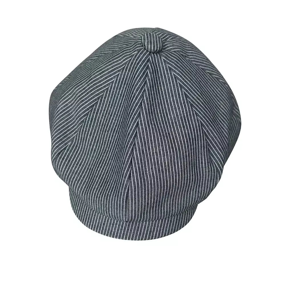 Bonham Striped Linen Newsboy Cap