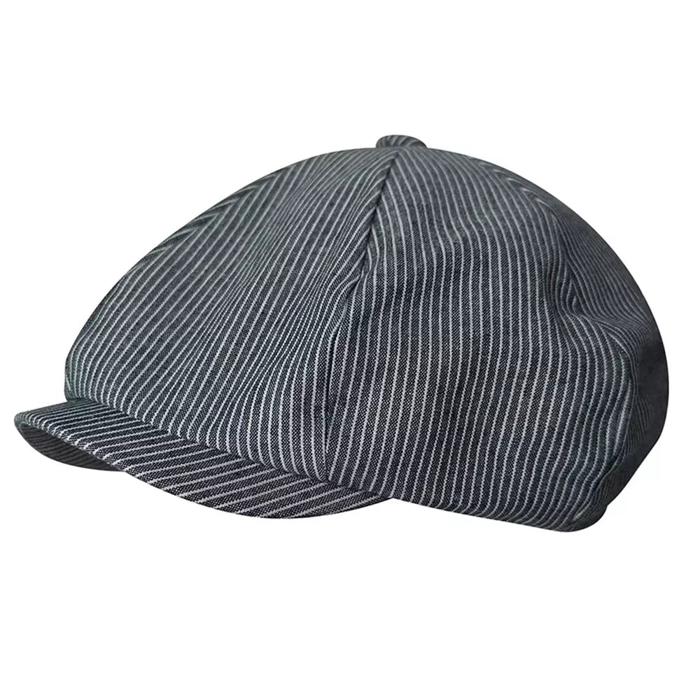 Bonham Striped Linen Newsboy Cap
