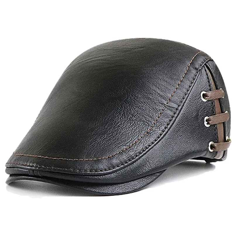 Bonnard Leather Duckbill Flat Cap