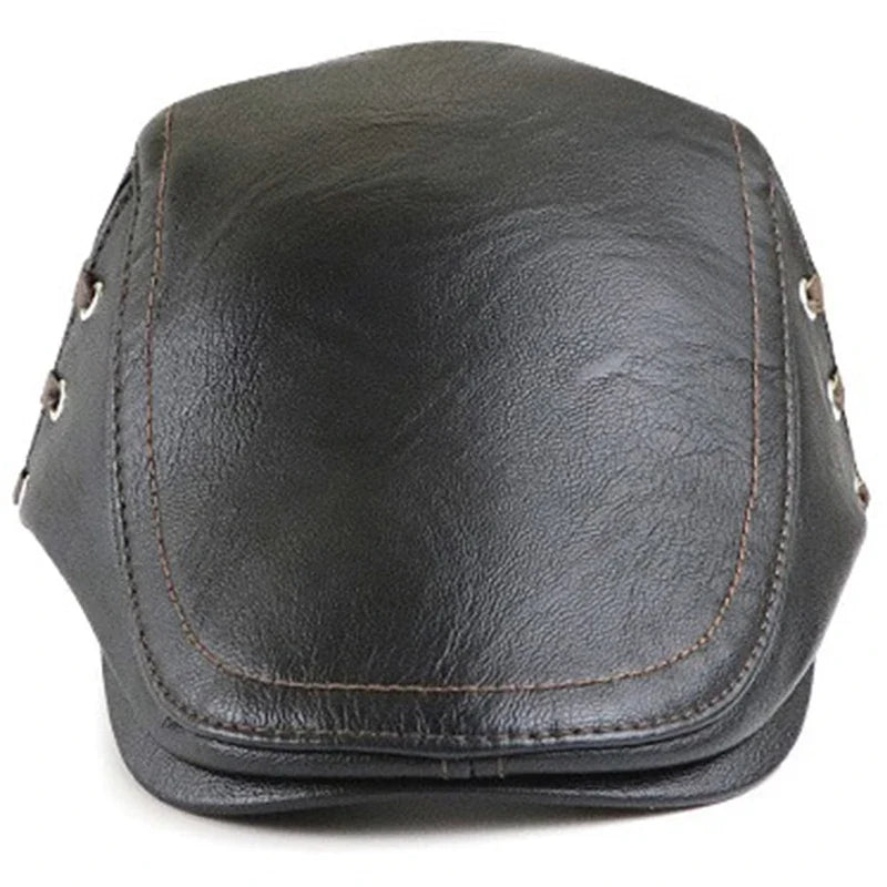 Bonnard Leather Duckbill Flat Cap