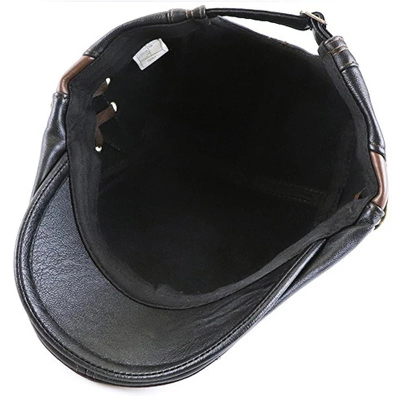 Bonnard Leather Duckbill Flat Cap